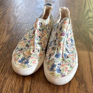 Blowfish White and Blue Floral Sneakers